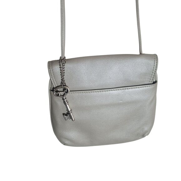 Fossil Leather Crossbody Bag Purse Women's Small Light Gray Going Out Event - Picture 2 of 13